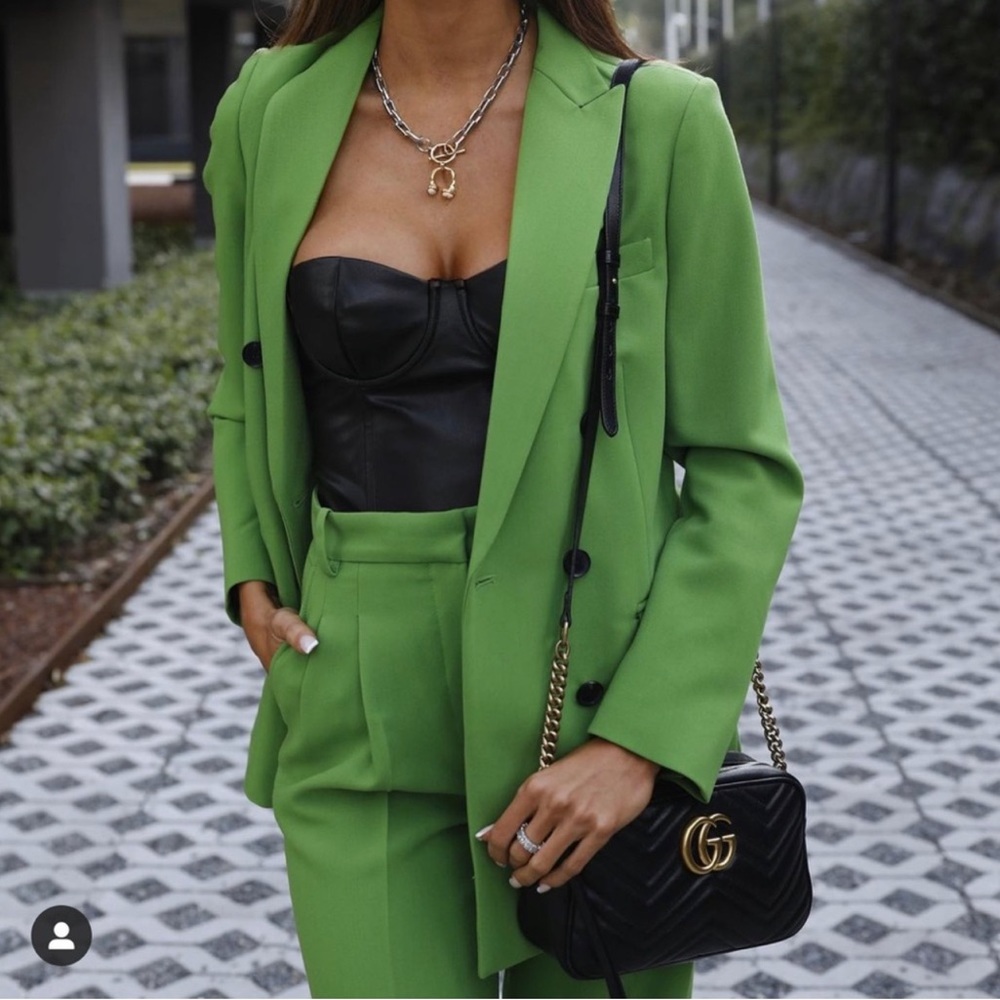 Zara two piece blazer and pants. Color: Apple green
